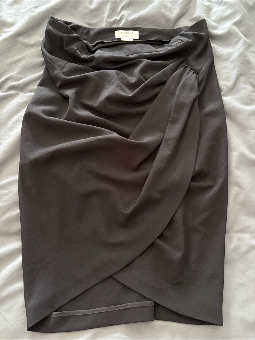 Helmut Lang Black Draped Pencil Skirt